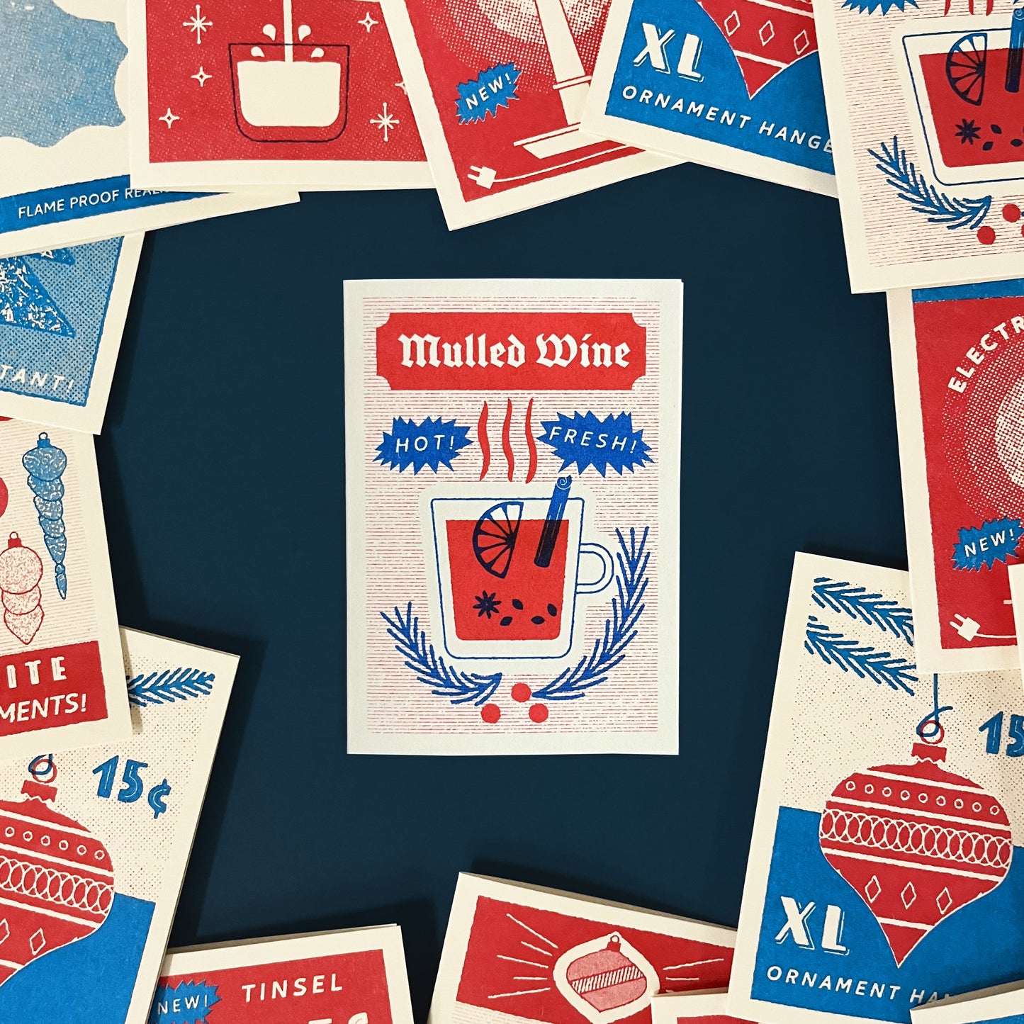 Mulled Wine – Risograph Mini Christmas Card