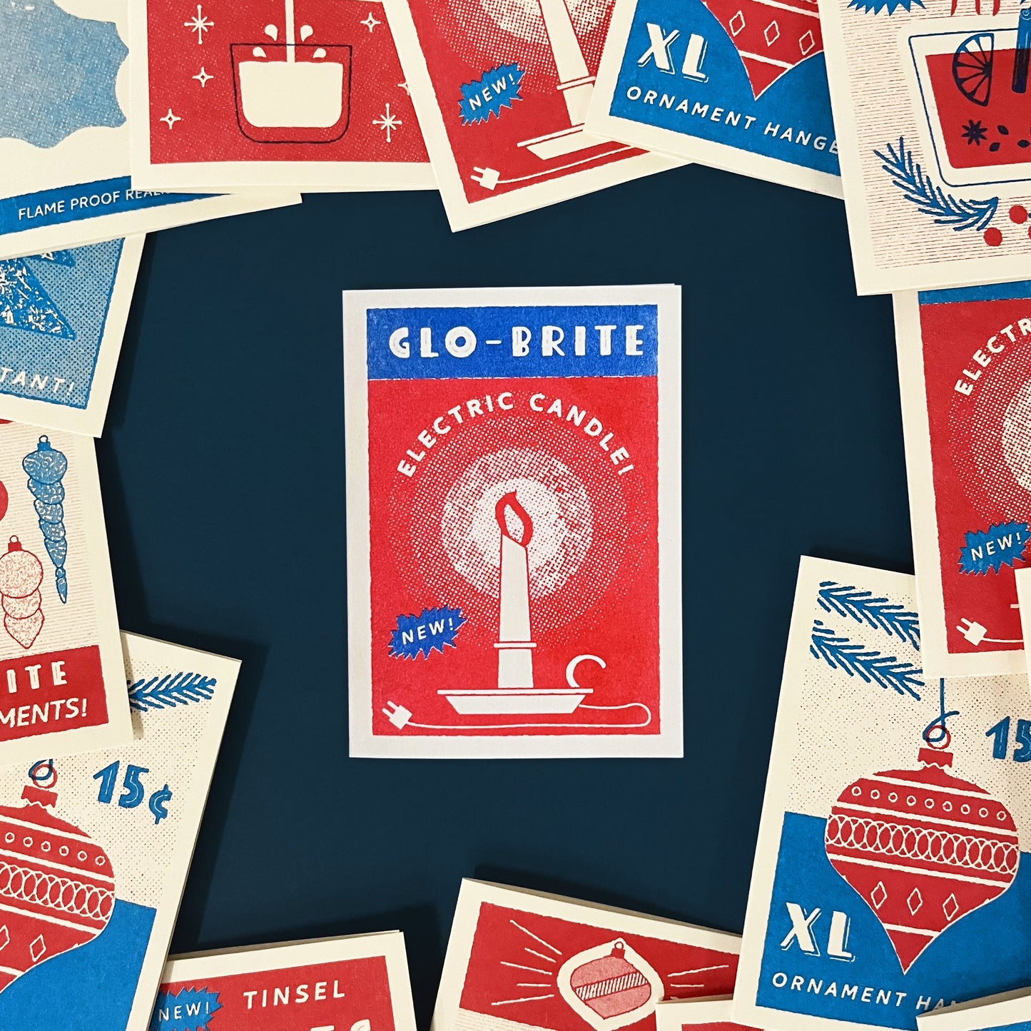 Electric Candle – Risograph Mini Christmas Card