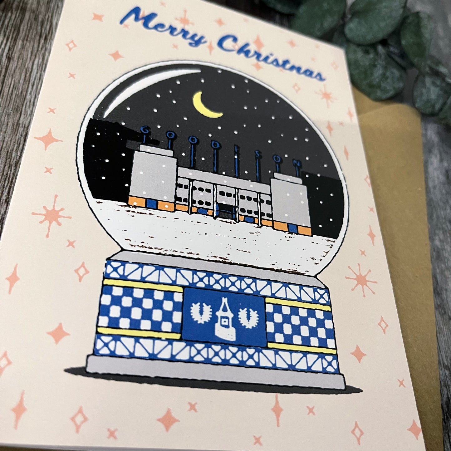 Goodison Park Snowglobe Everton FC Christmas Card