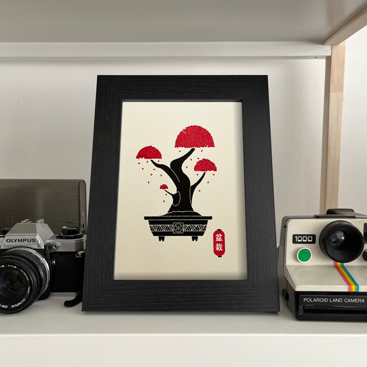 Bonsai Tree Risograph Print