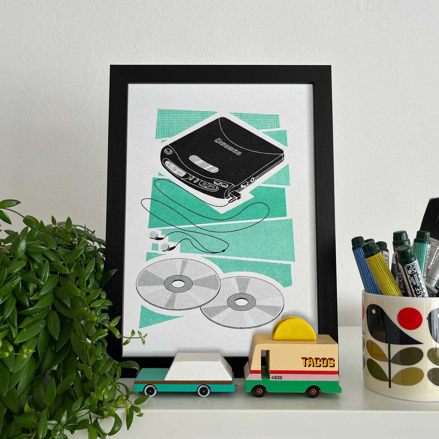 CD Discman Risograph Print