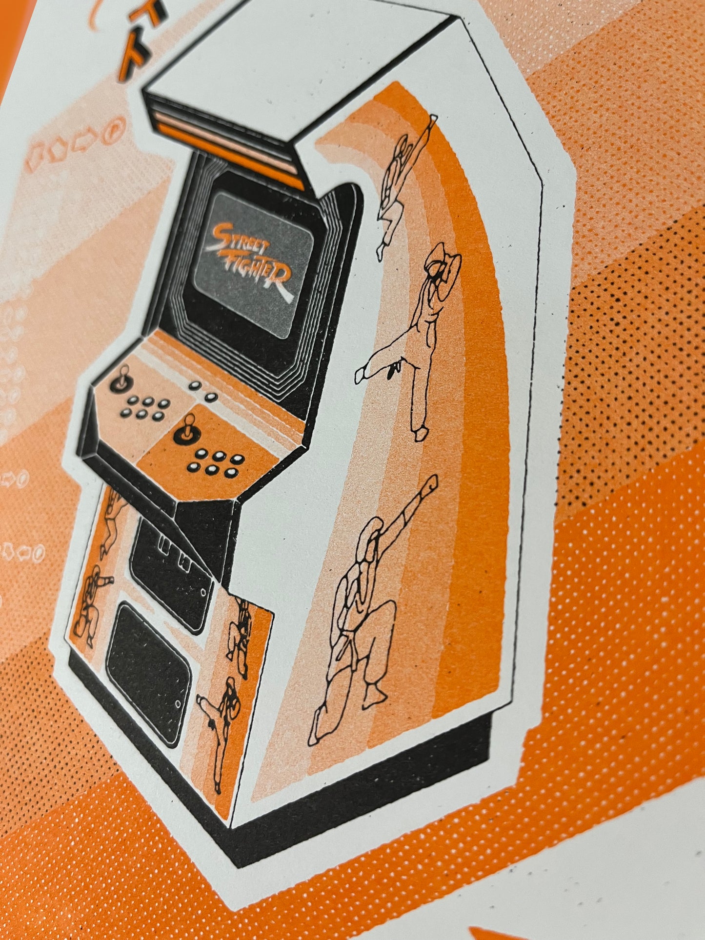 SF2 Arcade Cabinet Risograph Print