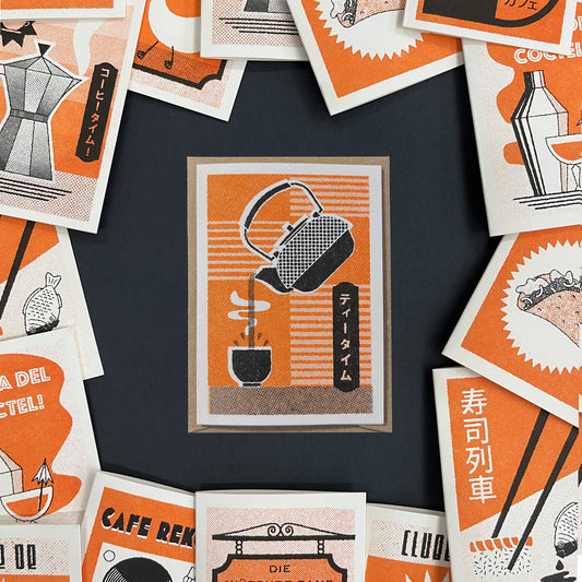 Tea Time! - Risograph Mini Greeting Card