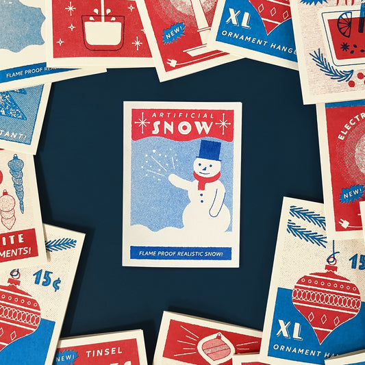 Artificial Snow – Risograph Mini Christmas Card