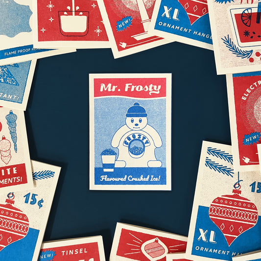 Mr Frosty – Risograph Mini Christmas Card