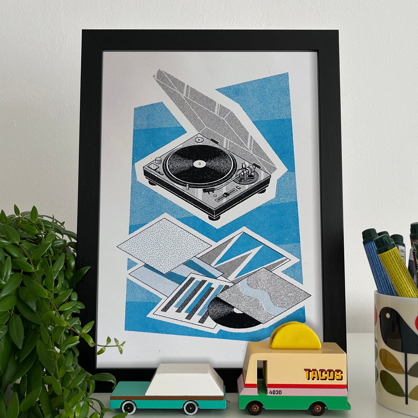 A5 Risograph Print – Technics SL-1200 Turntable Wall Art