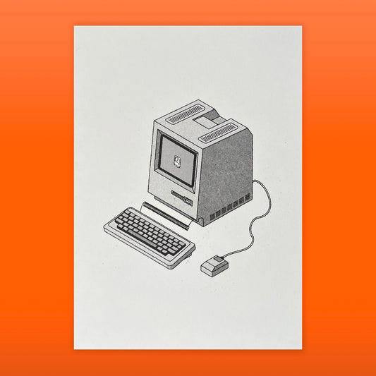 Apple Macintosh 128K - A5 Risograph Print