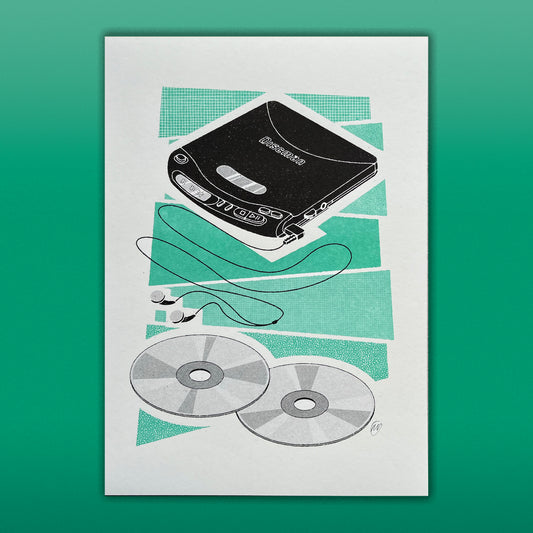 CD Discman Risograph Print