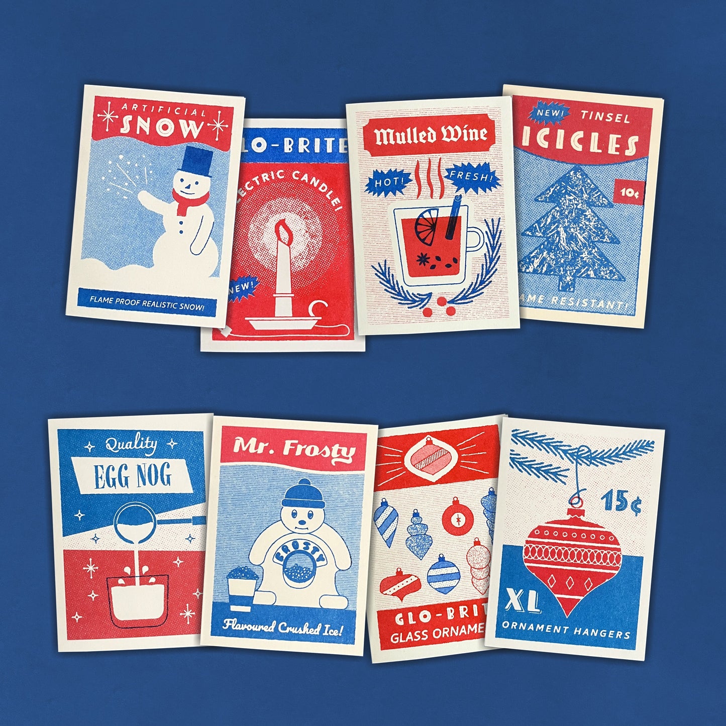 Mini Risograph Christmas Card Box Set - 8 cards