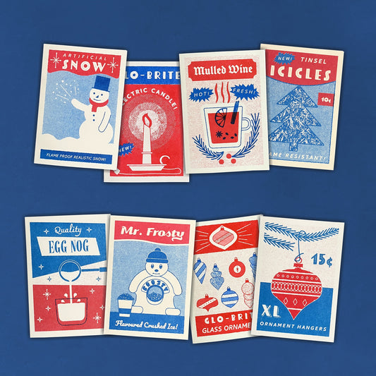 Mini Risograph Christmas Card Box Set - 8 cards