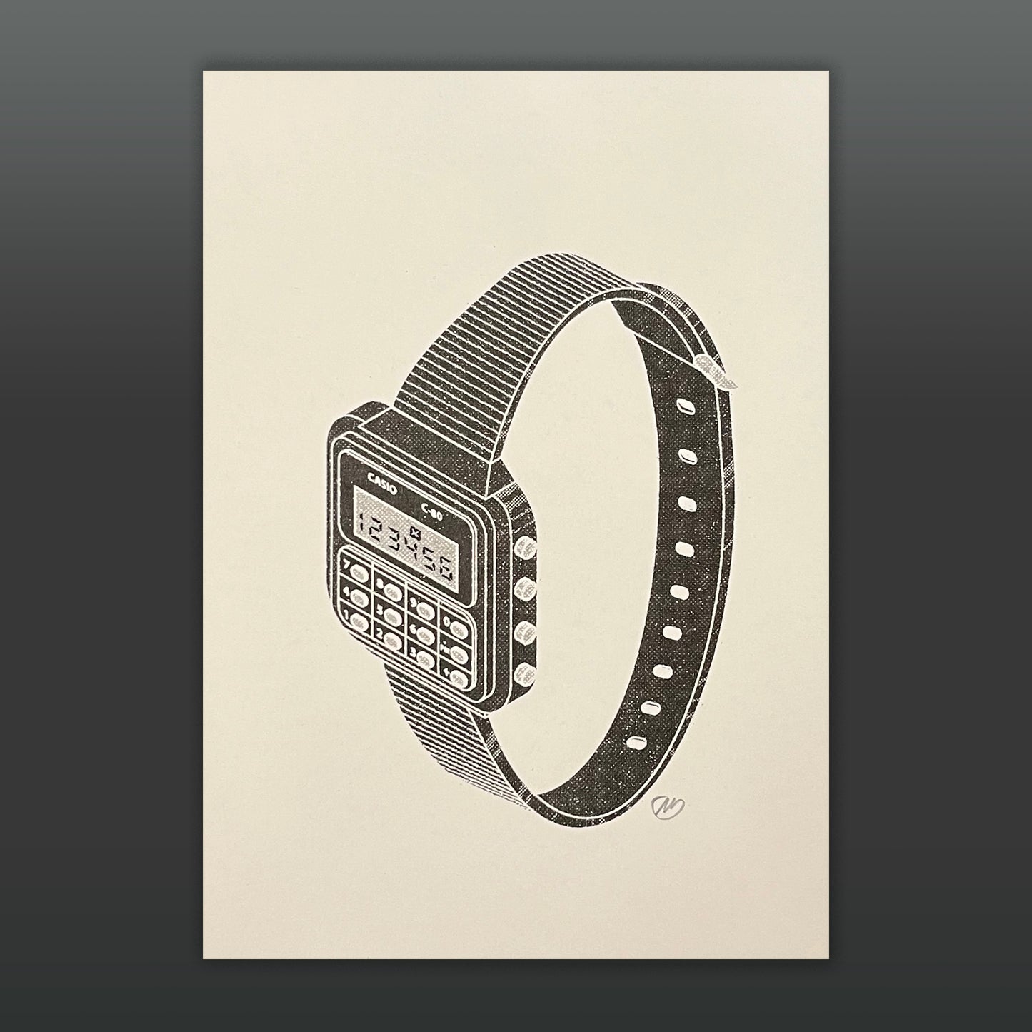 Casio C80 Calculator Watch – A5 Risograph Print