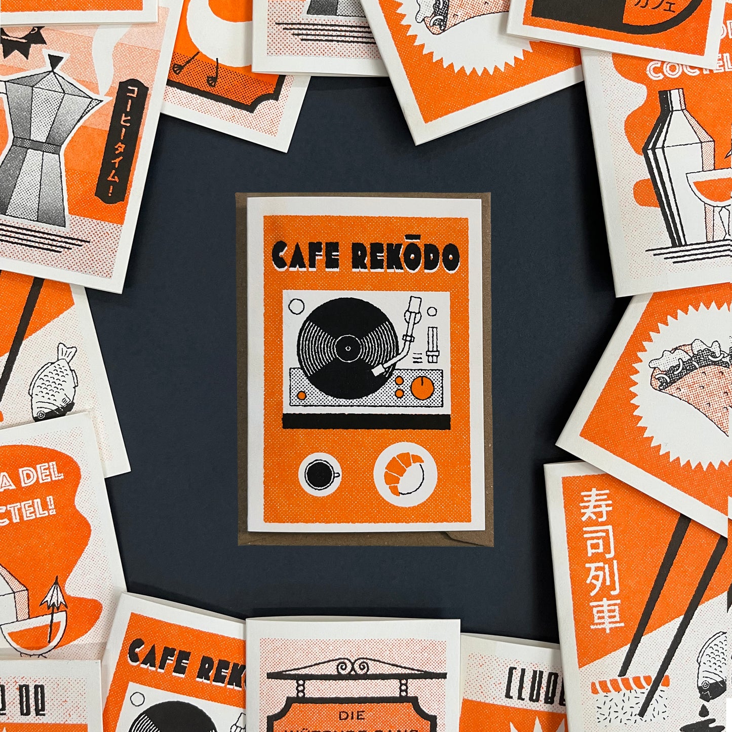 Record Cafe - Risograph Mini Greeting Card