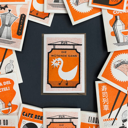 The Angry Goose Pub - Risograph Mini Greeting Card