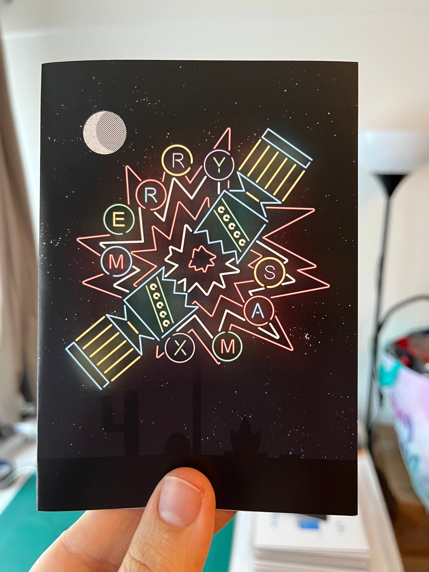 Christmas Cracker Neon Christmas Card