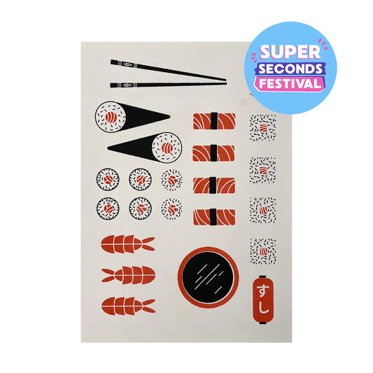 SECONDS: Sushi Risograph Print