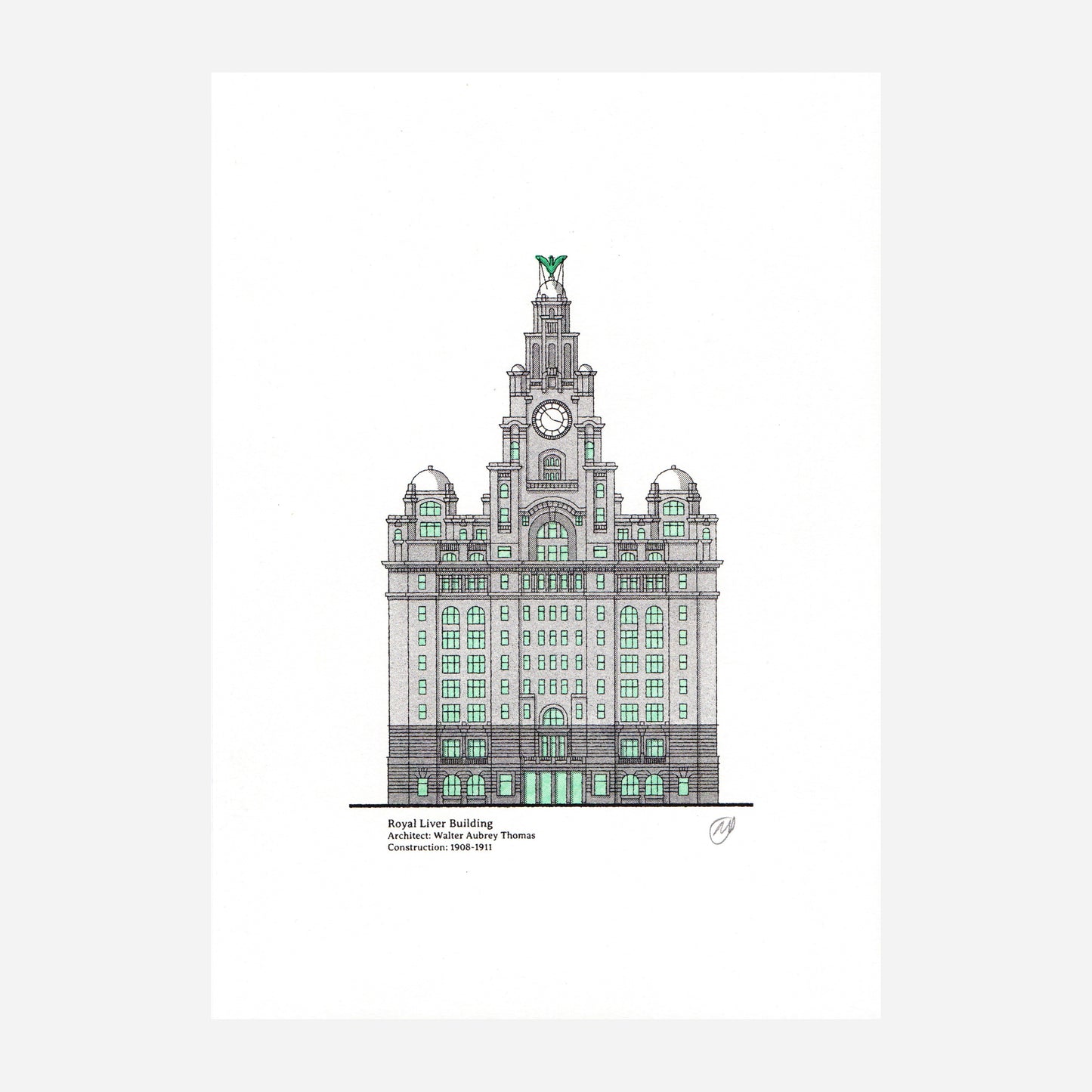 Liverpool Royal Liver Building Risograph