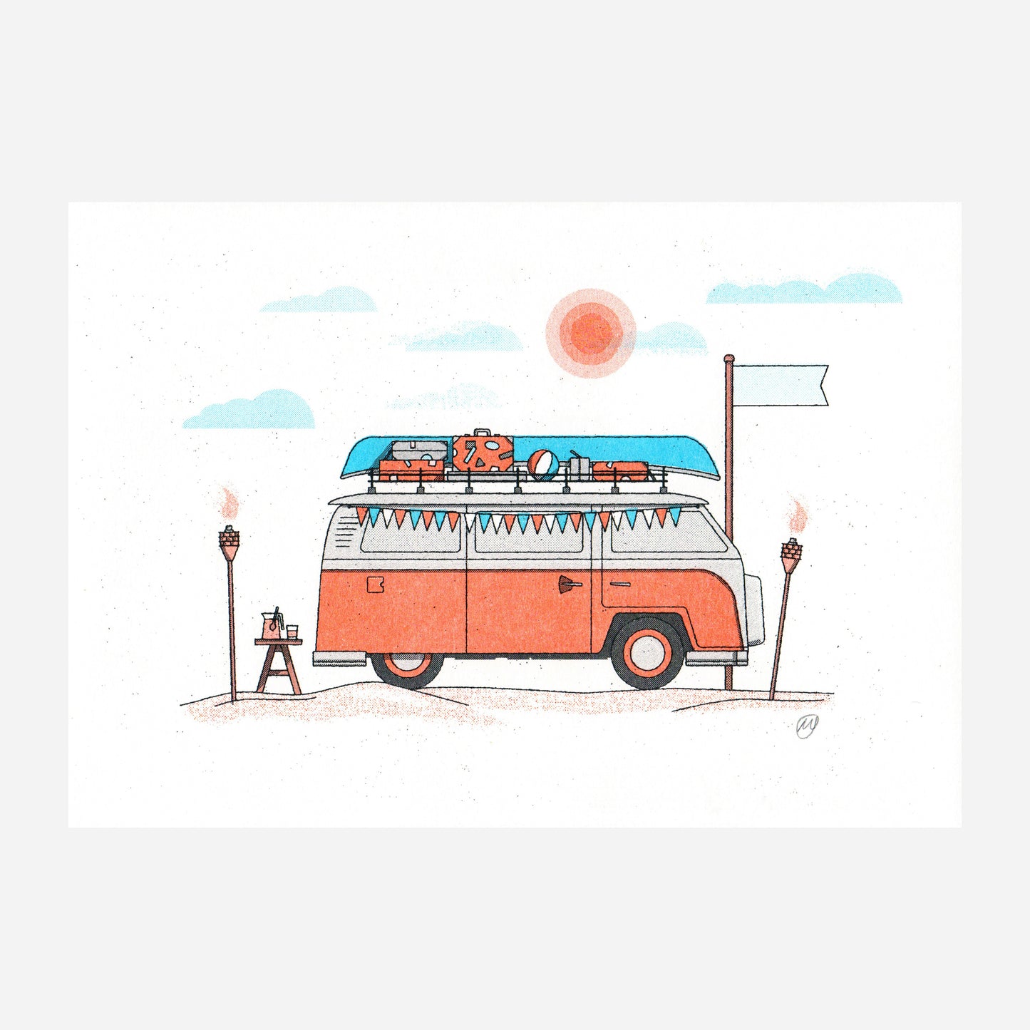 VW Camper Van Risograph